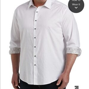 Robert Graham White and Silver Casual Button Down Shirt
